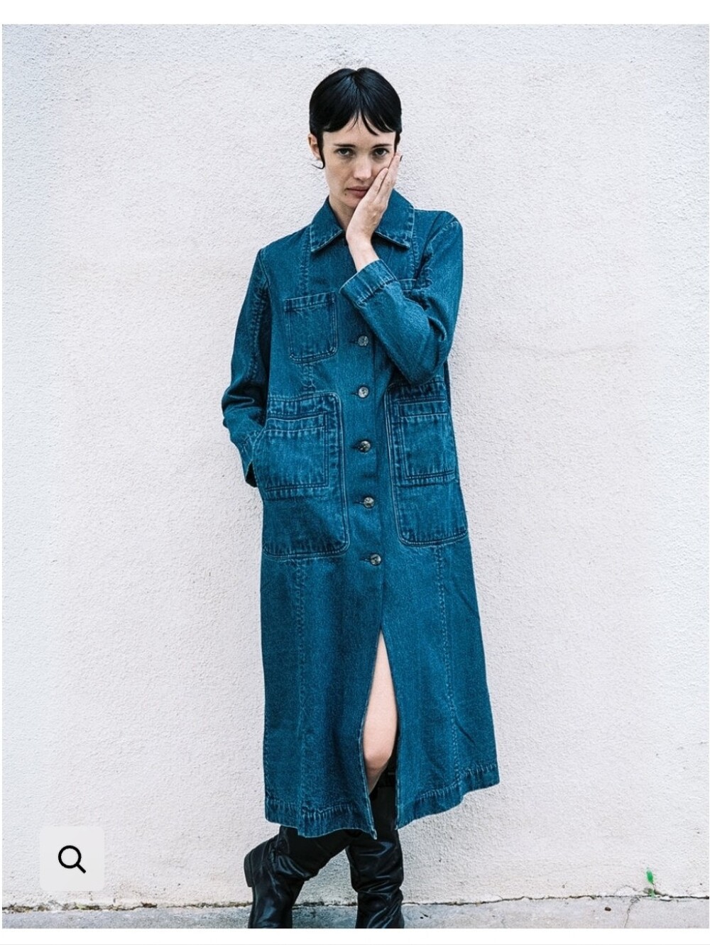 Beautiful Maria Stanley Conrad Car Coat - Denim Long Button Up Trench- Size M